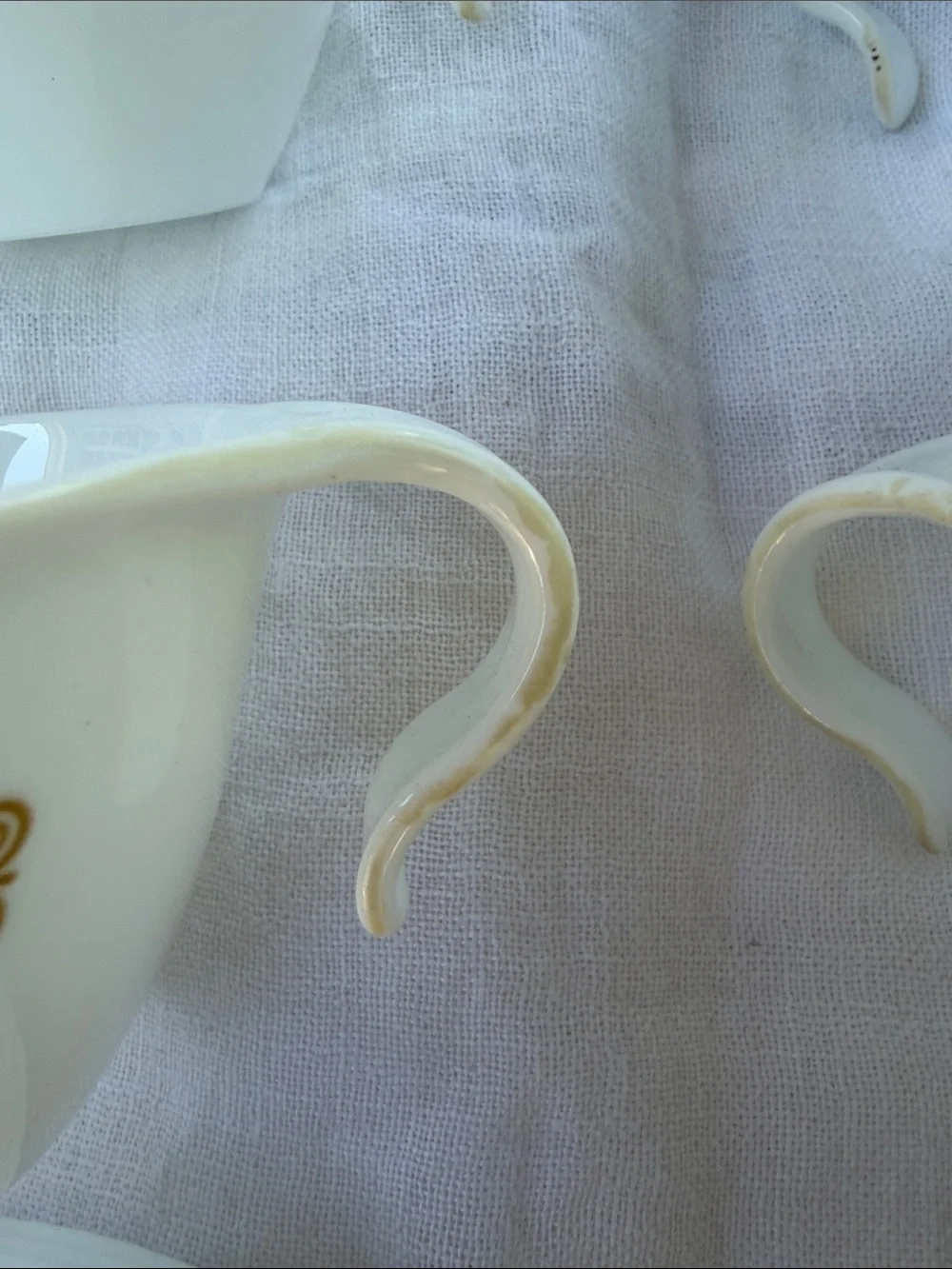 Corelle by Corningware White and “Gold-dot” Butterflies 5 teacups and saucers